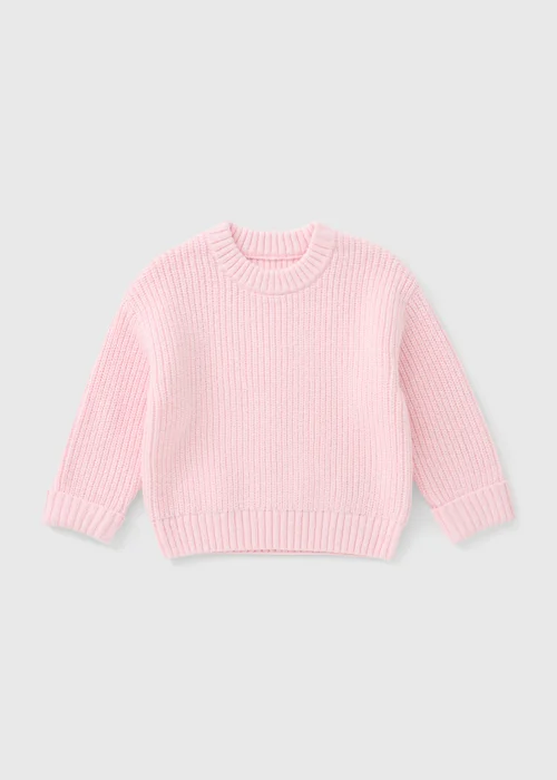 Girls Pink Fisherman Knit Jumper (1-8yrs) - 1.5-2 Yrs Image 1