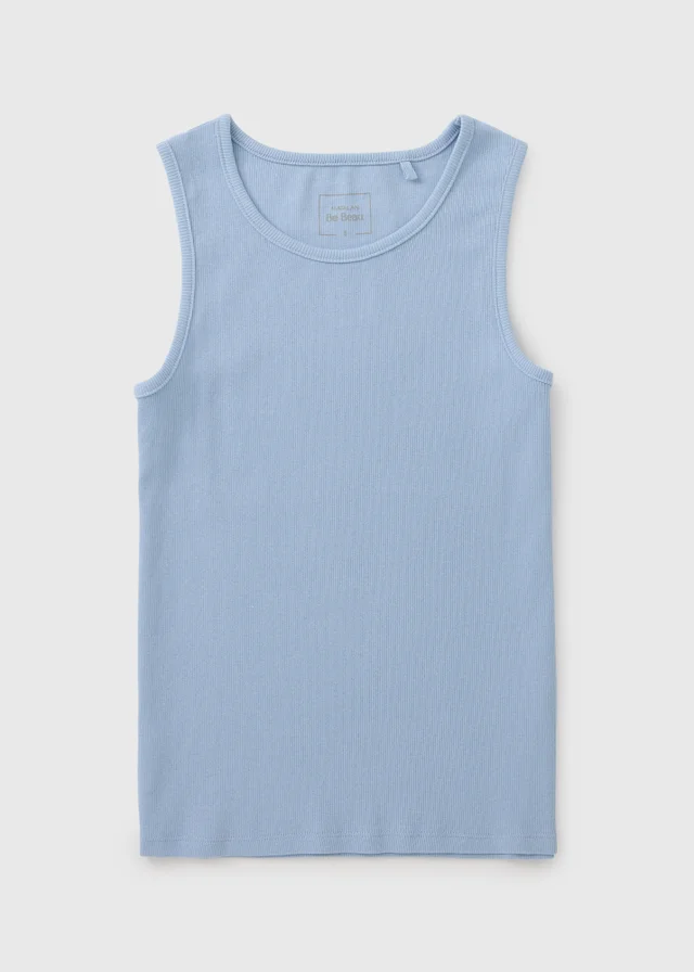 Blue Ribbed Vest Top