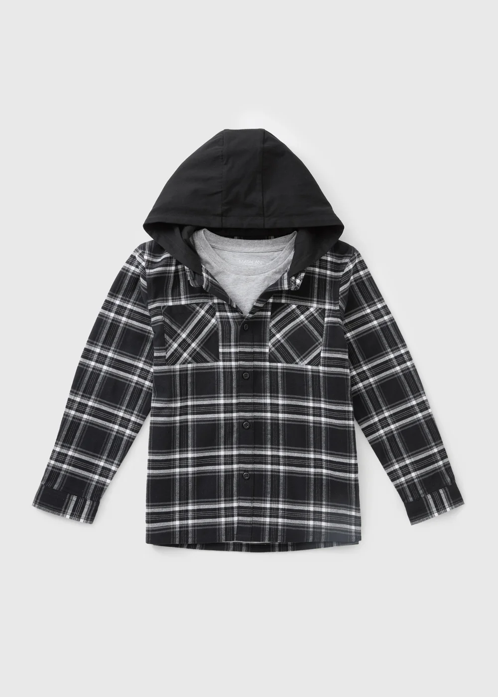 Boys Black Hoodie & Checked Shirt Set (7-15yrs) - 14 Yrs Image 1