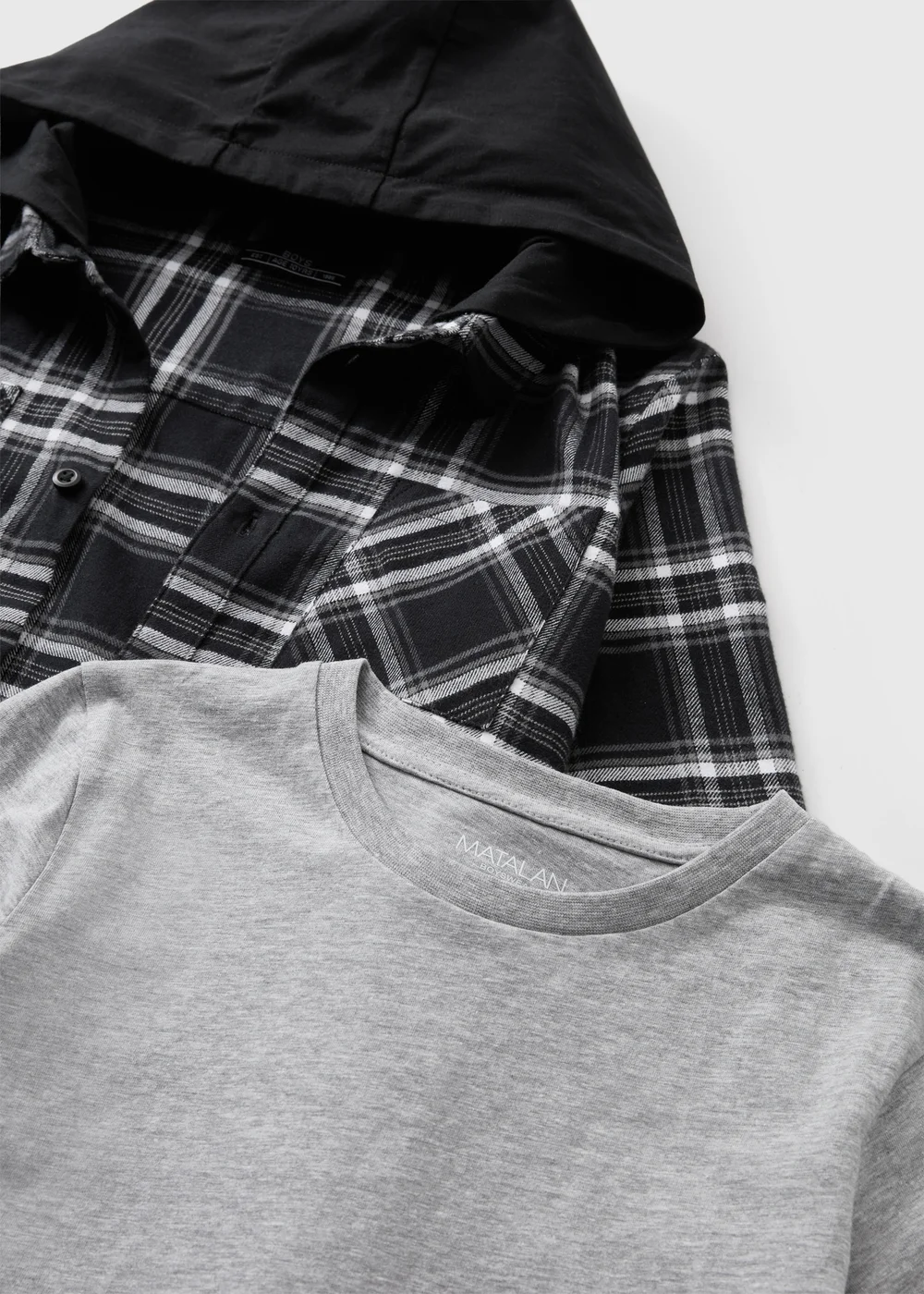 Boys Black Hoodie & Checked Shirt Set (7-15yrs) - 14 Yrs Image 2