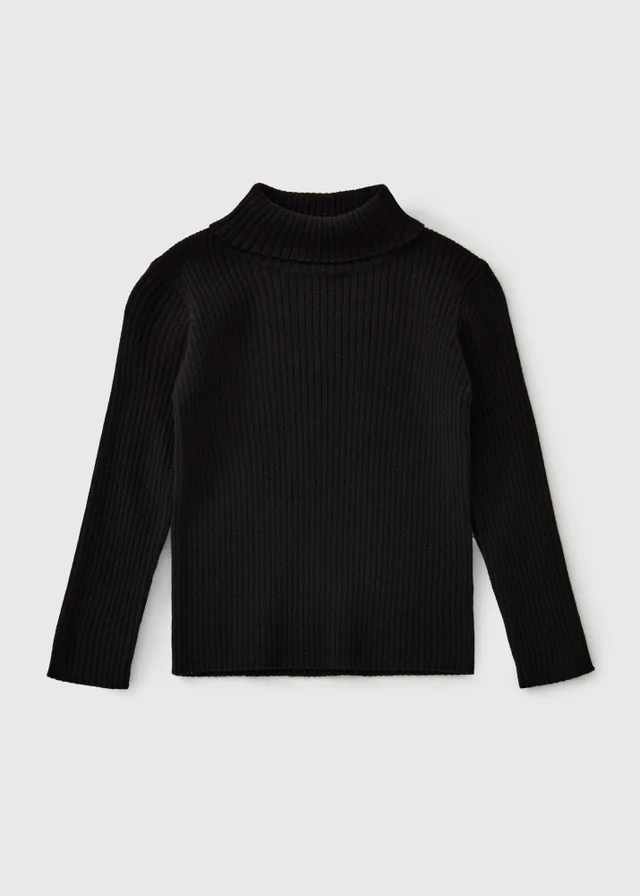 Girls Black Roll Neck Knit Jumper (1-8yrs)