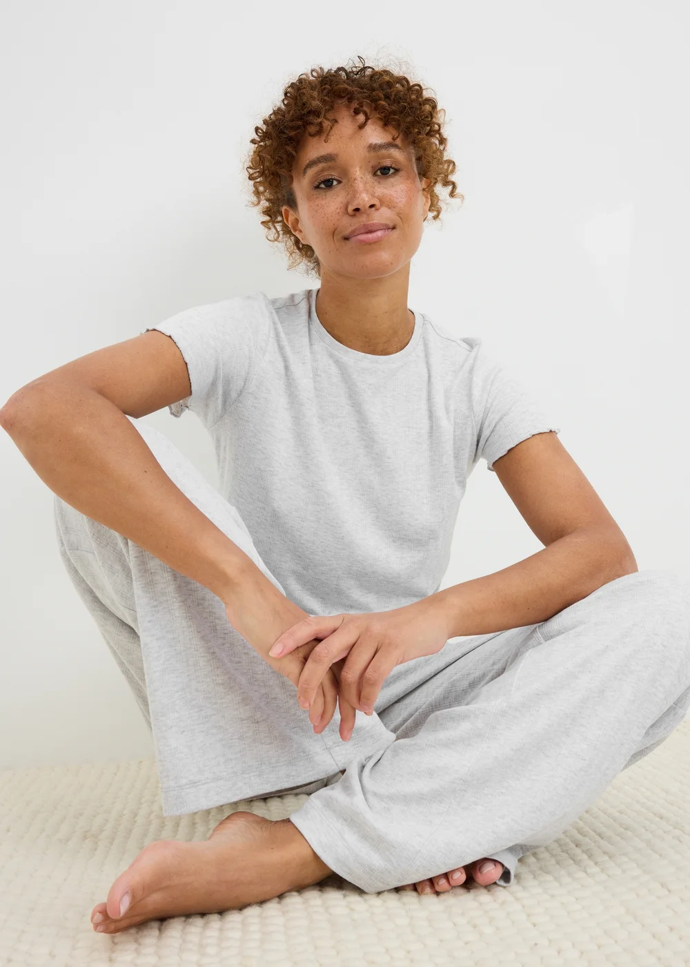 Grey Pointelle Pyjama Set - XS Image 1
