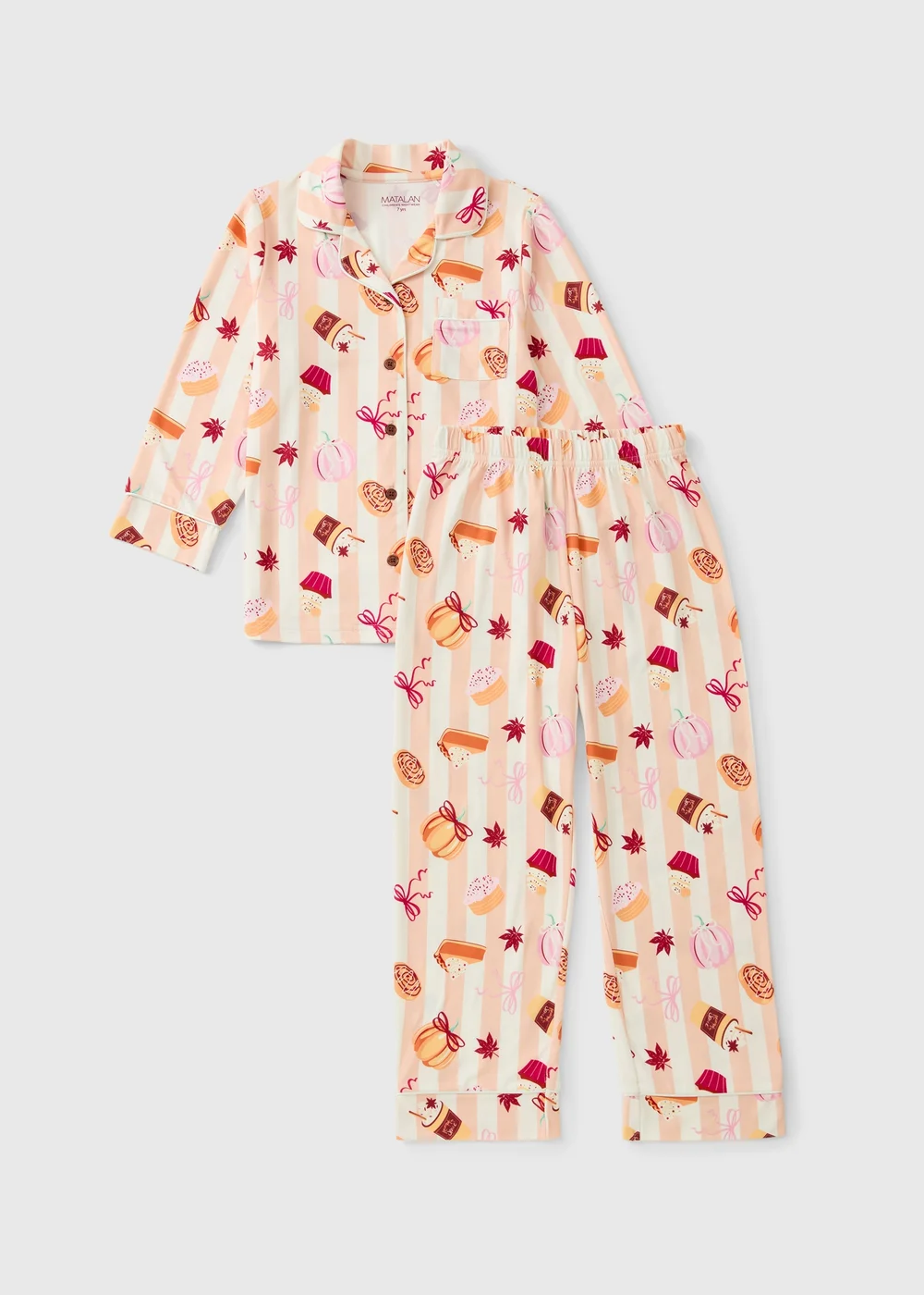 Girls Pink Stripe Autumn Brunch Pyjama Set (7-13yrs) - 7 Yrs Image 1