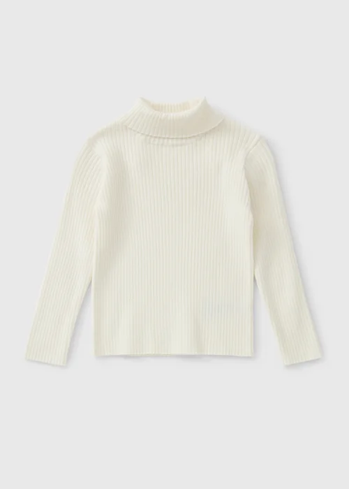 Girls Cream Roll Neck Knit Jumper (1-8yrs) - 1-1.5 Yrs Image 1