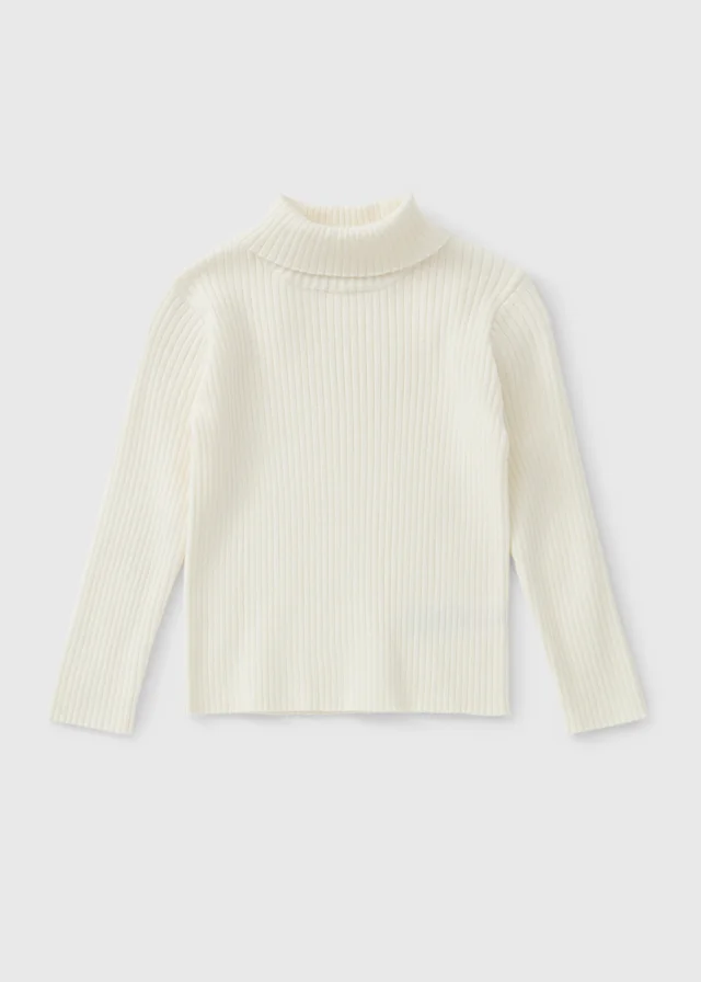 Girls Cream Roll Neck Knit Jumper (1-8yrs)