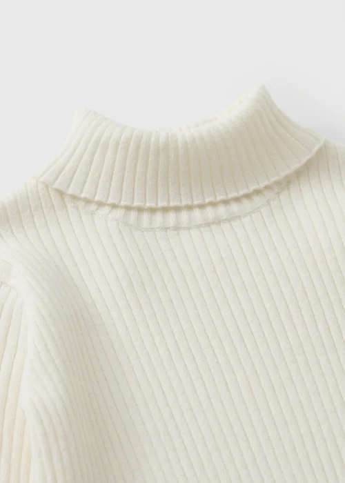 Girls Cream Roll Neck Knit Jumper (1-8yrs) - 1-1.5 Yrs Image 2