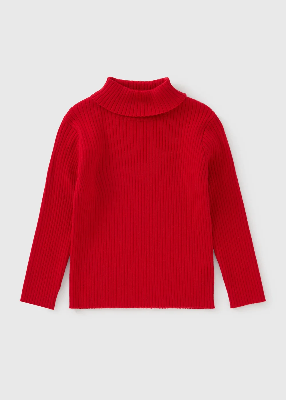 Girls Red Ribbed Knit Roll Neck Jumper (1-8yrs) - 1-1.5 Yrs Image 1