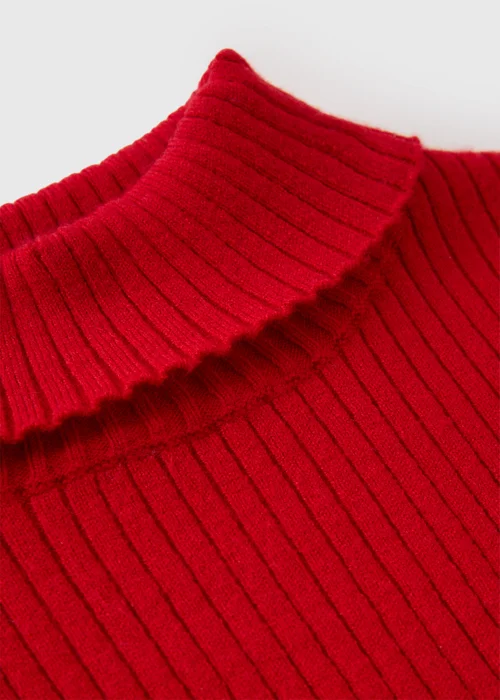 Girls Red Ribbed Knit Roll Neck Jumper (1-8yrs) - 1-1.5 Yrs Image 2
