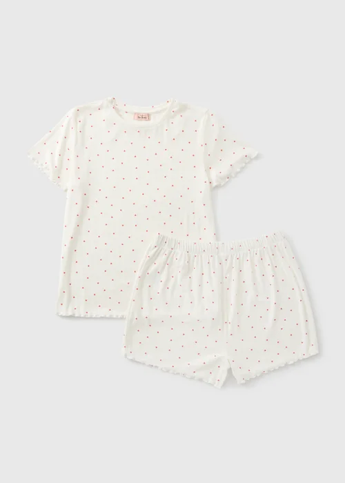Cream Heart Pointelle Short Pyjama Set - XS Image 2