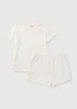 Cream Heart Pointelle Short Pyjama Set - XS Image 2