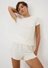 Cream Heart Pointelle Short Pyjama Set - XS Image 1
