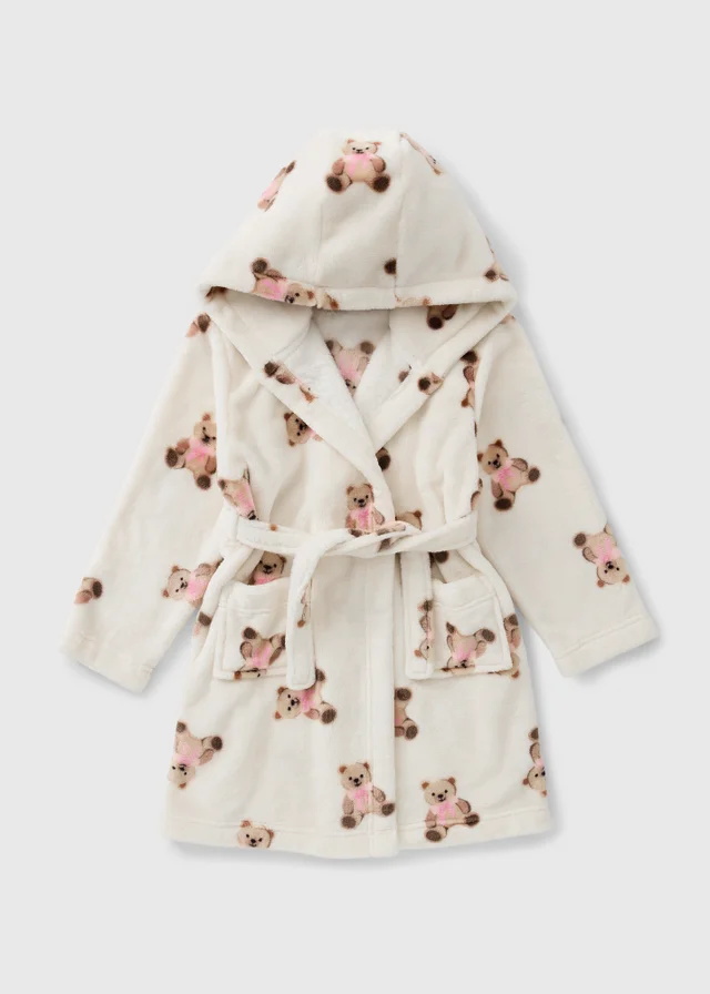 Girls Cream Bear Dressing Gown (1-13yrs)