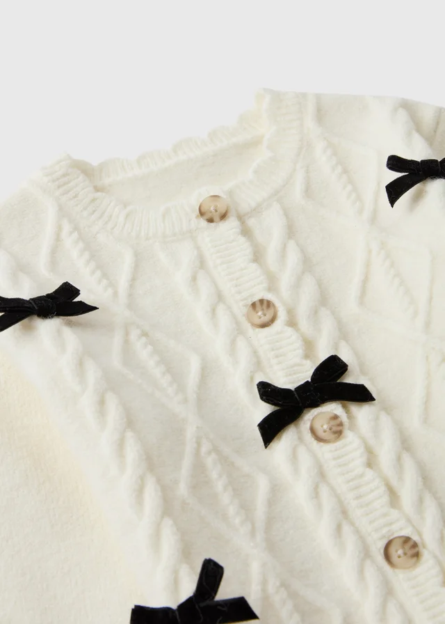 Girls Cream Bow Cardigan (1-8yrs)