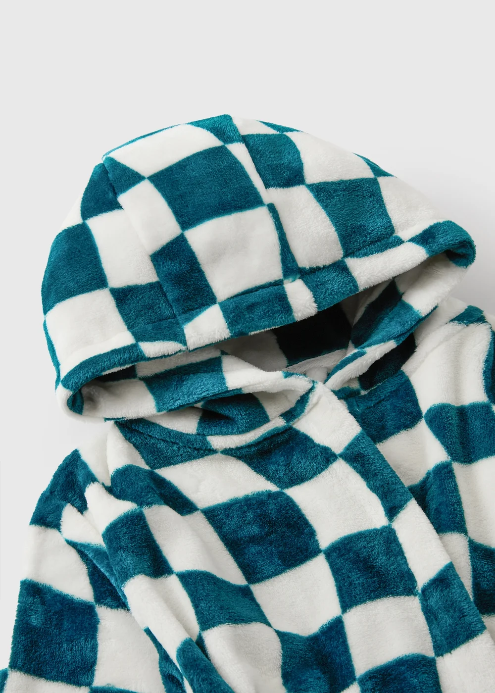 Boys Cream & Blue Checkerboard Dressing Gown (7-13yrs) - 7 Yrs Image 2