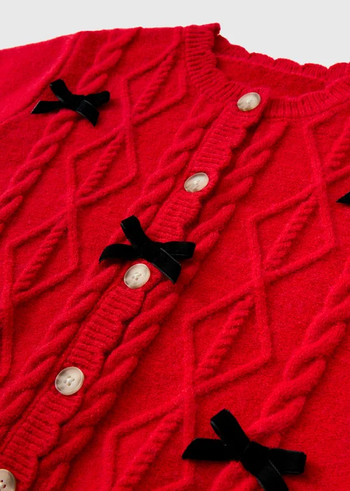 Girls' Red Bow Button Cardigan (1-8 Yrs) - 4-5 Yrs Image 2