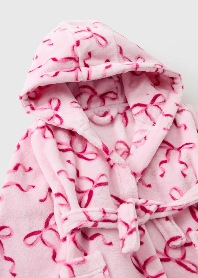 Girls Pink Bow Dressing Gown (1-13 Yrs)