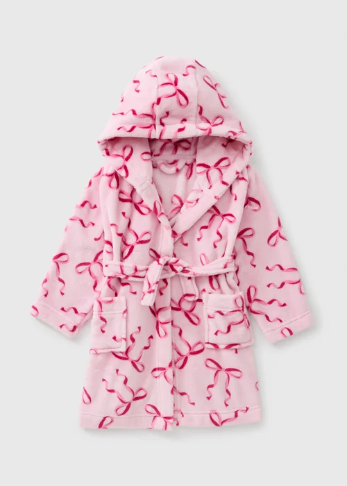 Girls Pink Bow Dressing Gown (1-13 Yrs) - 1-1.5 Yrs Image 1