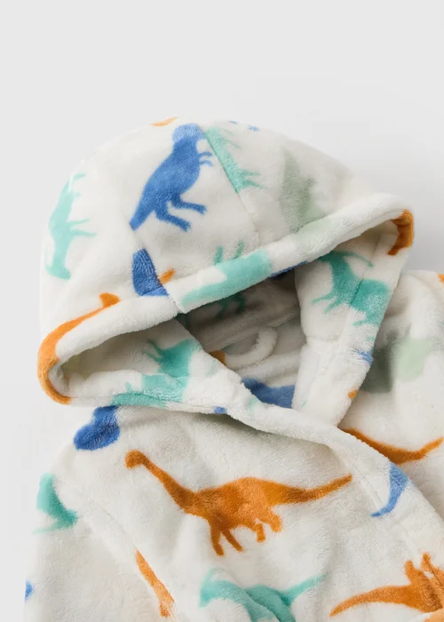 Boys Cream Dinosaur Dressing Gown (1-7yrs) - 1-1.5 Yrs Image 2