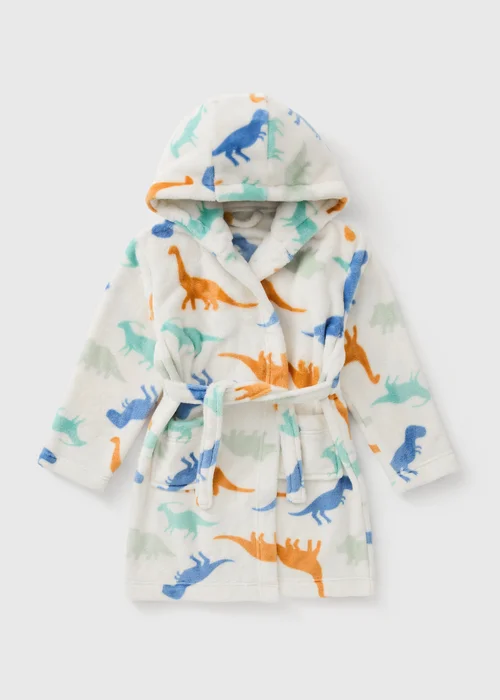 Boys Cream Dinosaur Dressing Gown (1-7yrs) - 1-1.5 Yrs Image 1