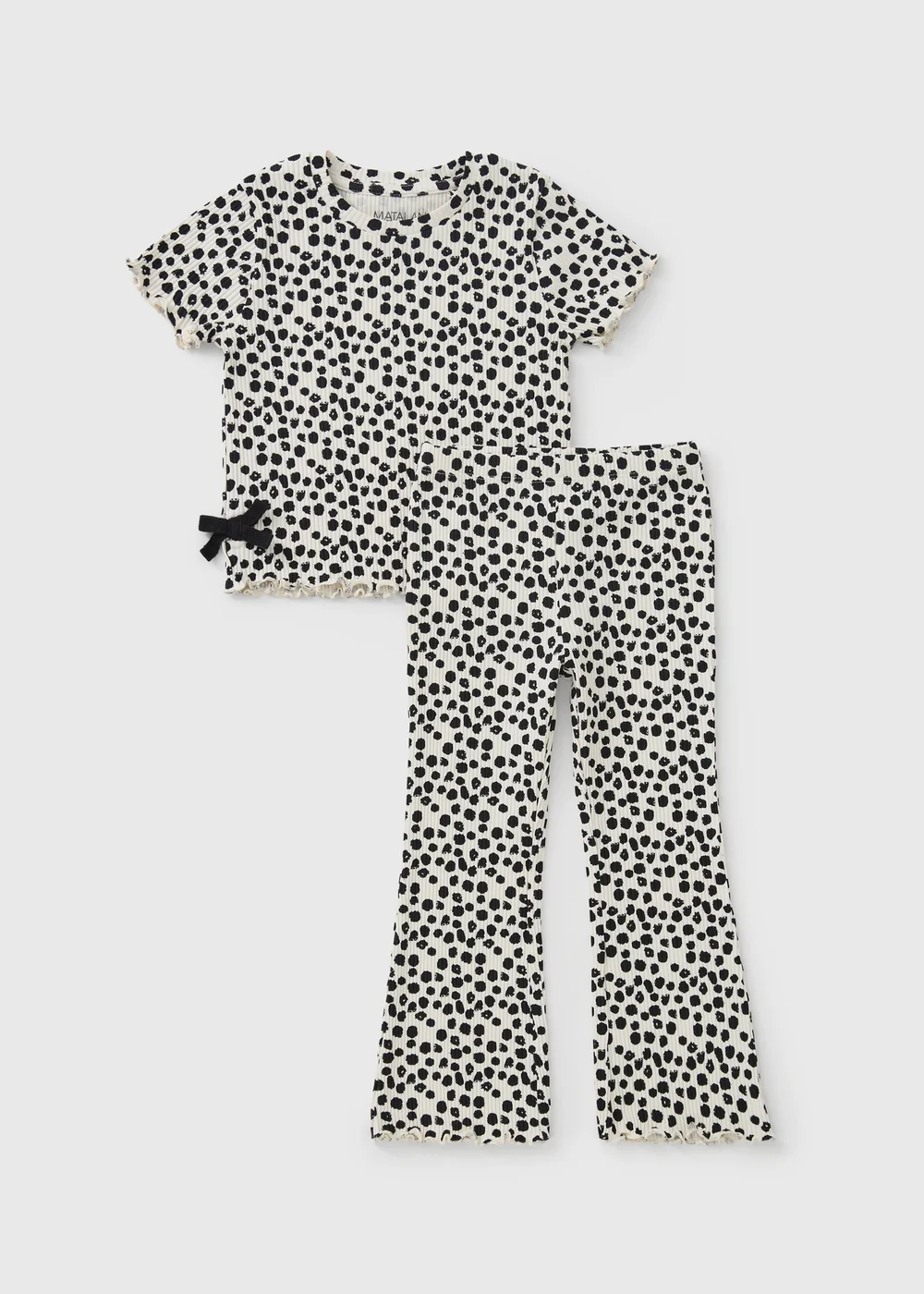 Girls Black Dalmatian Print Top & Flared Leggings Set (1-8yrs) - 1-1.5 Yrs Image 1
