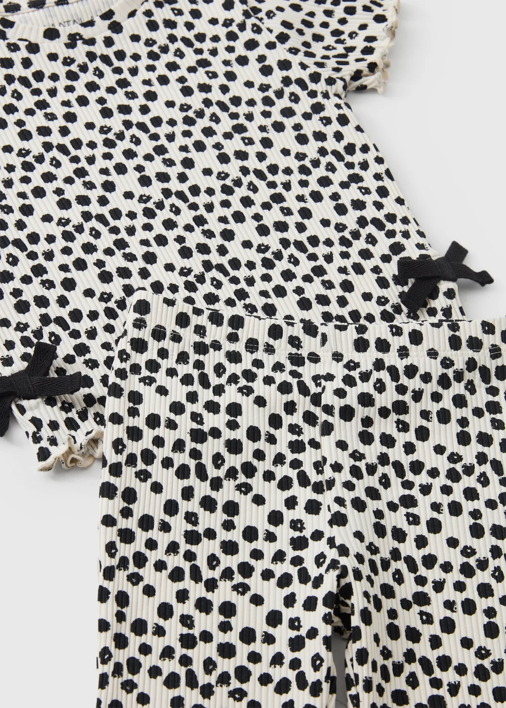 Girls Black Dalmatian Print Top & Flared Leggings Set (1-8yrs) - 1-1.5 Yrs Image 2