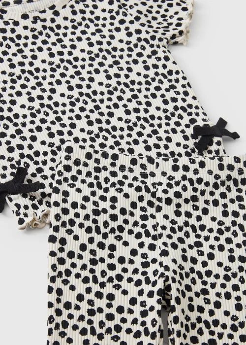 Girls Black Dalmatian Print Top & Flared Leggings Set (1-8yrs) - 1-1.5 Yrs Image 2