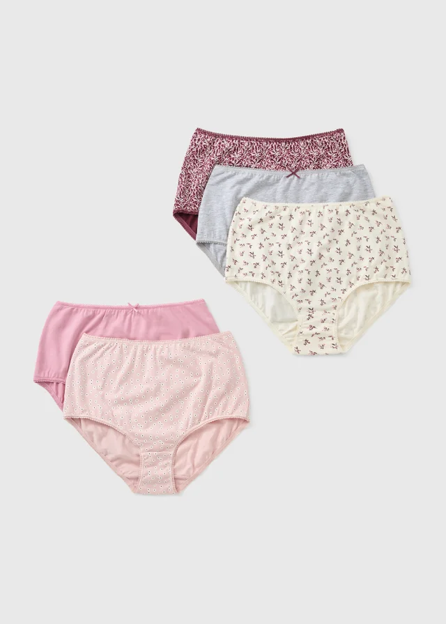5 Pack Multicolour Ditsy Floral Full Knickers