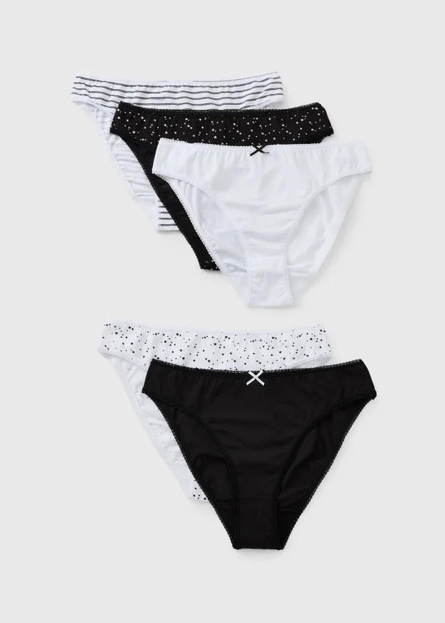 5 Pack Monochrome High Leg Knickers