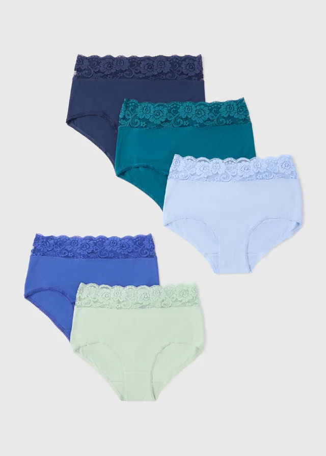 5 Pack Blue Multi Lace Full Briefs