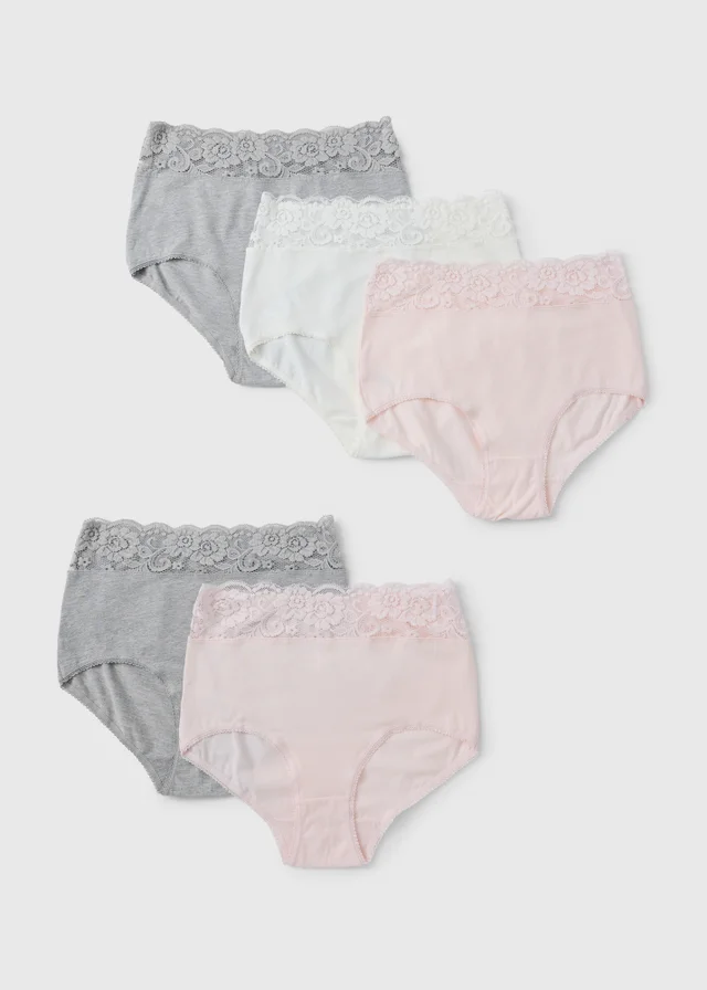 5 Pack Multicoloured Lace Trim Full Knickers