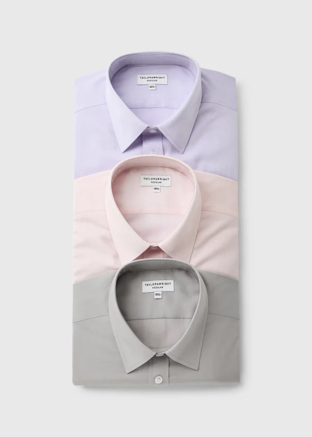 Taylor & Wright 3 Pack Pastel Easy Care Regular Fit Shirts