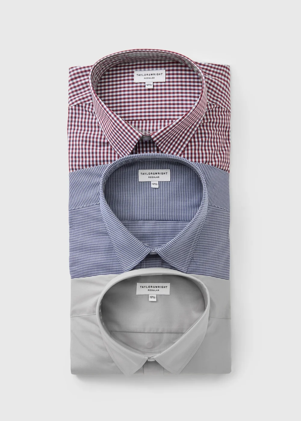Taylor & Wright 3 Pack Multicolour Check Easy Care Regular Fit Shirts - 15 Collar Image 1