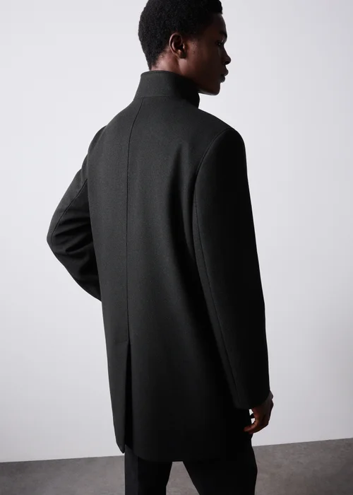 Taylor & Wright Black Funnel Neck Overcoat - S Image 3