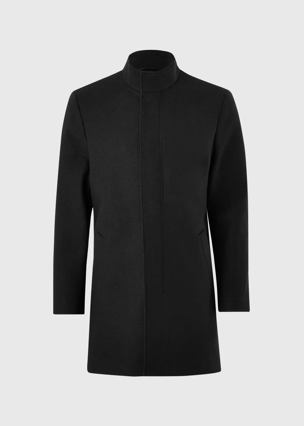 Taylor & Wright Black Funnel Neck Overcoat - S Image 5