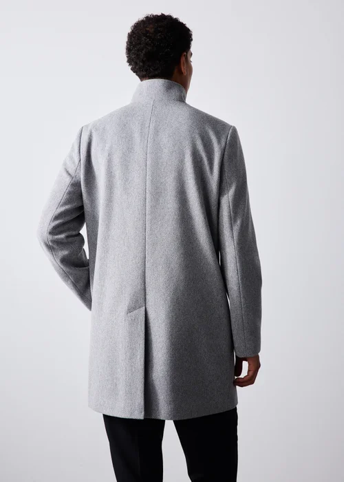 Grey Twill Funnel Neck Overcoat - XS Image 2