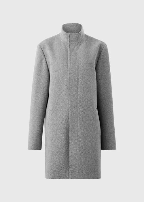 Grey Twill Funnel Neck Overcoat - XS Image 5