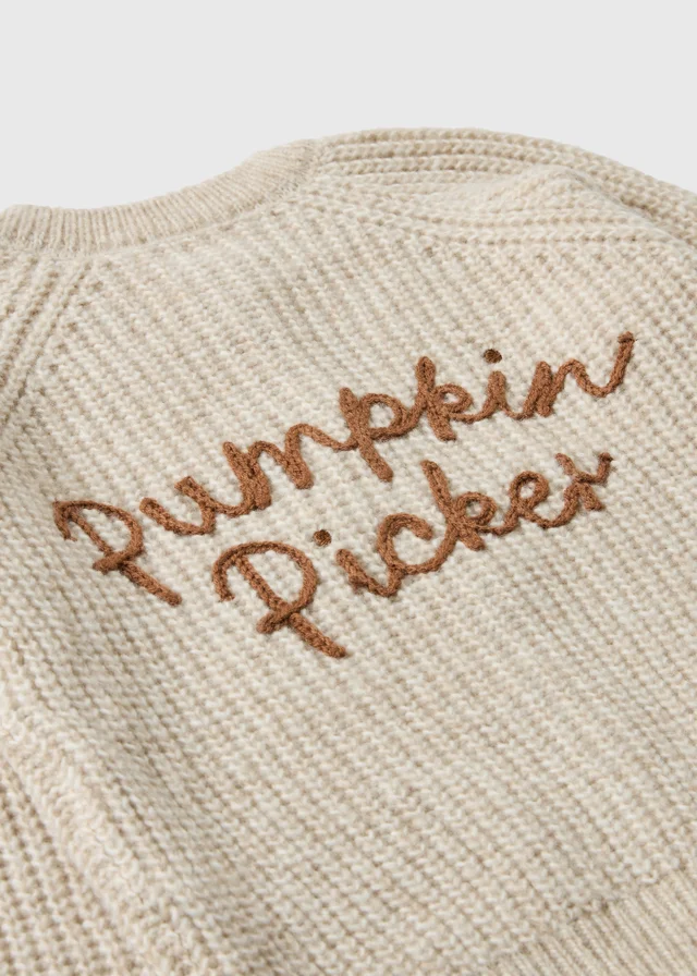 Girls Oatmeal Pumpkin Cardigan (1-8yrs)