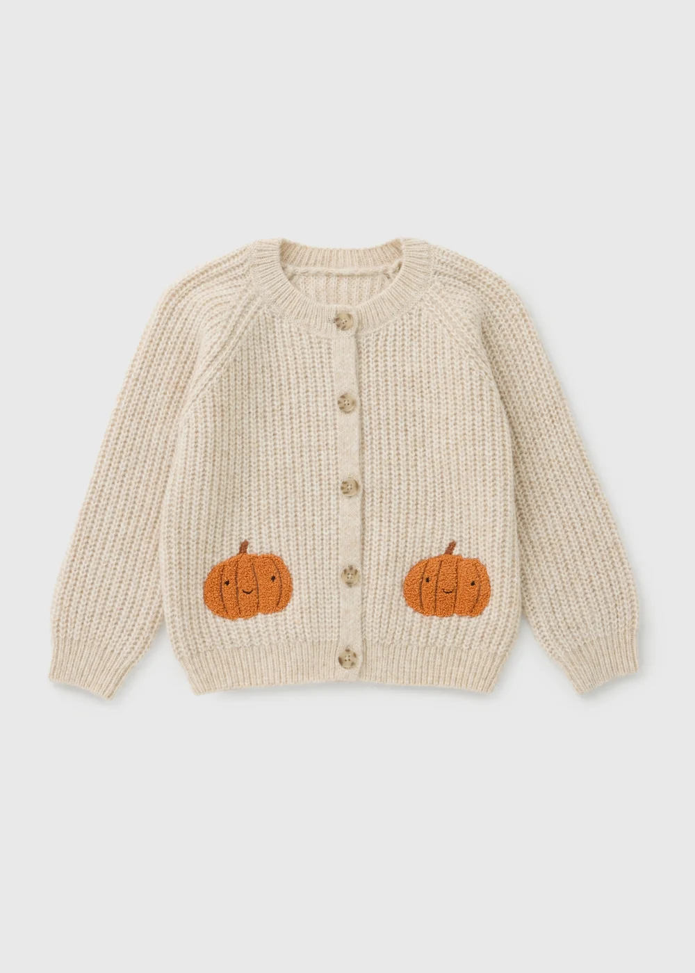 Girls Oatmeal Pumpkin Cardigan (1-8yrs) - 1-1.5 Yrs Image 1