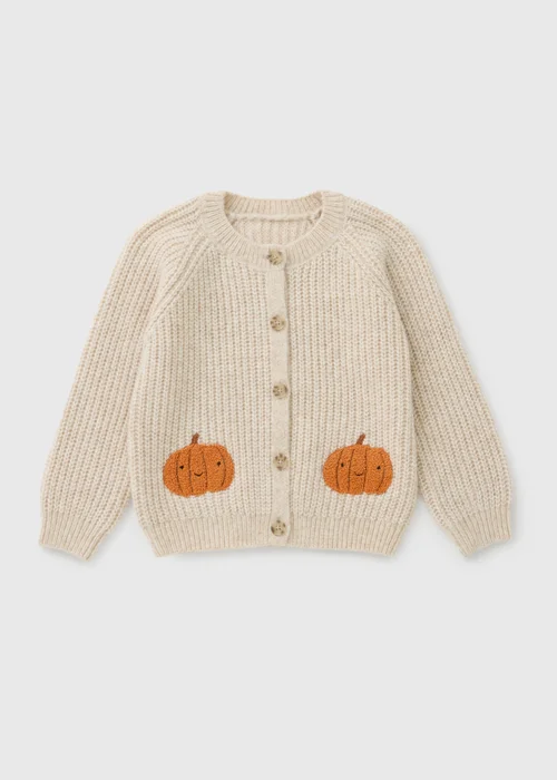 Girls Oatmeal Pumpkin Cardigan (1-8yrs) - 1-1.5 Yrs Image 1