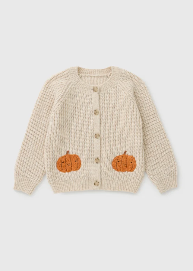 Girls Oatmeal Pumpkin Cardigan (1-8yrs)