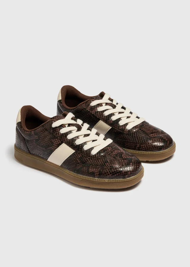 Chocolate Brown Snake Retro Trainers