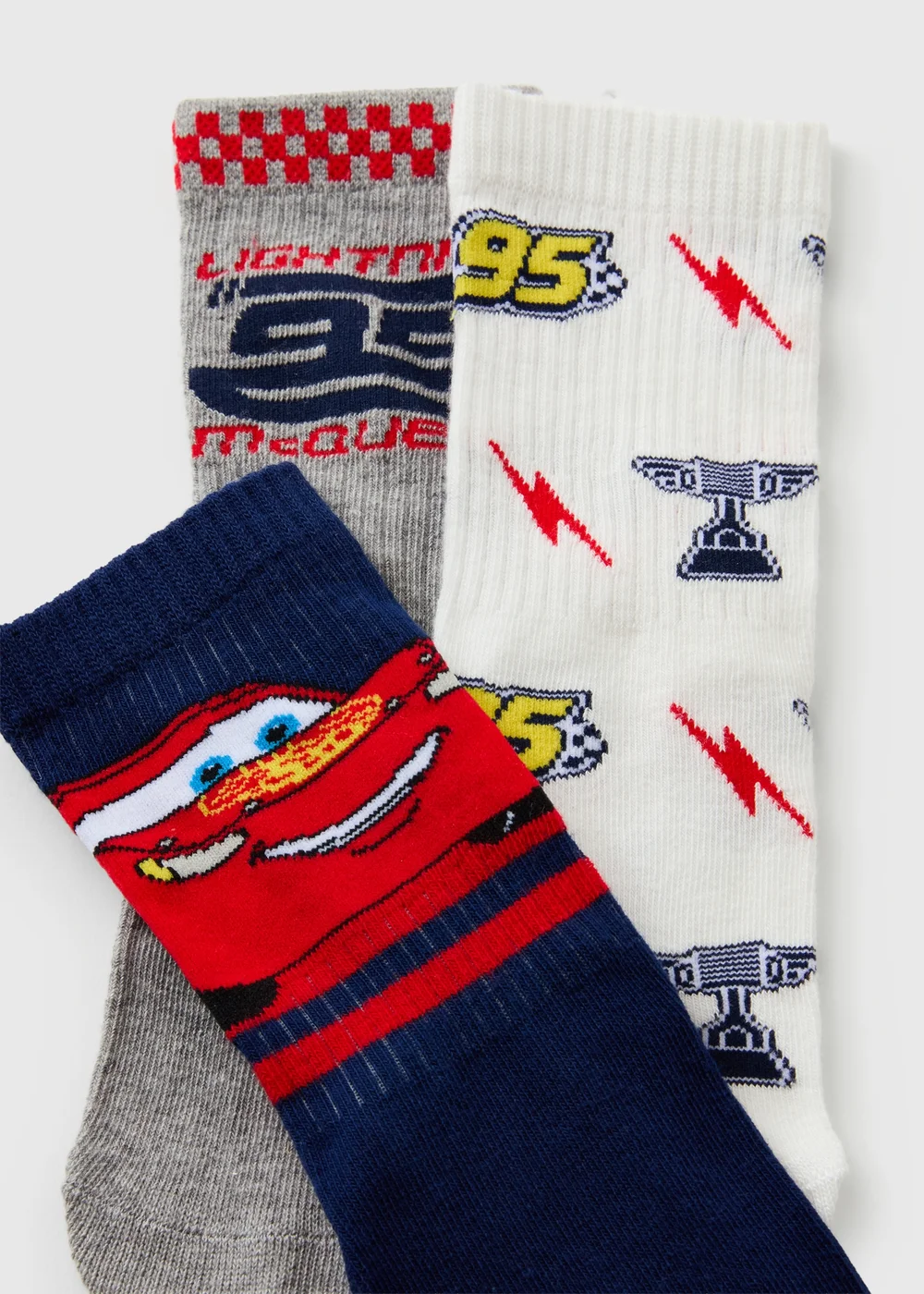 Disney Cars 3 Pack Boys Multicolour Lightning McQueen Socks (Younger 3-12) - 3-5.5 Image 2