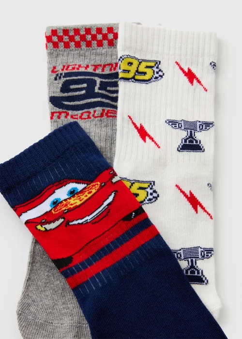 Disney Cars 3 Pack Boys Multicolour Lightning McQueen Socks (Younger 3-12) - 3-5.5 Image 2