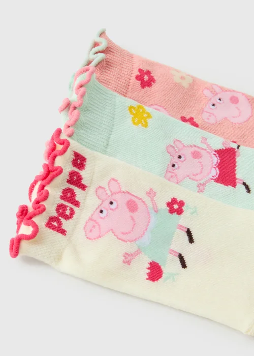 Peppa Pig 3 Pack Girls Multicolour Socks (Younger 3-12) - 3-5.5 Image 2