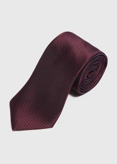 Taylor & Wright Burgundy Textured Plain Tie - One Size Image 1