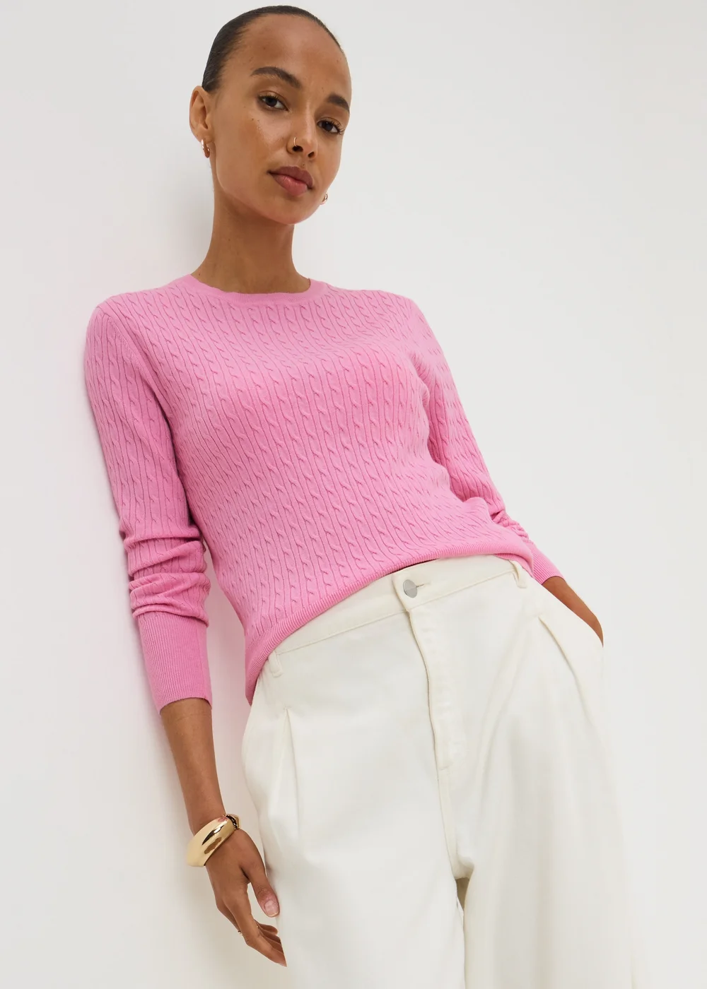 Pink Baby Cable Knit Jumper - 8 Image 1