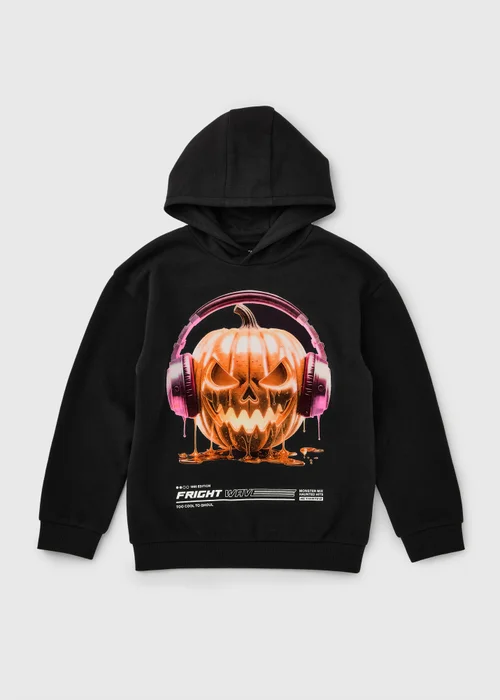 Boys Black Pumpkin Halloween Hoodie (7-15yrs) - 7 Yrs Image 1