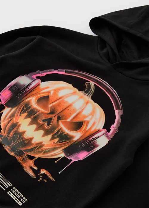 Boys Black Pumpkin Halloween Hoodie (7-15yrs) - 7 Yrs Image 2