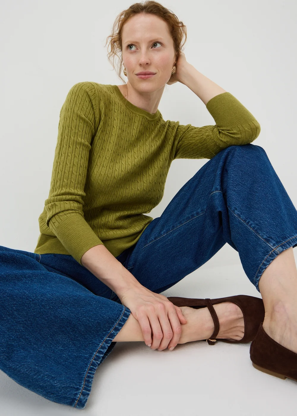 Olive Baby Cable Knit Jumper - 8 Image 1