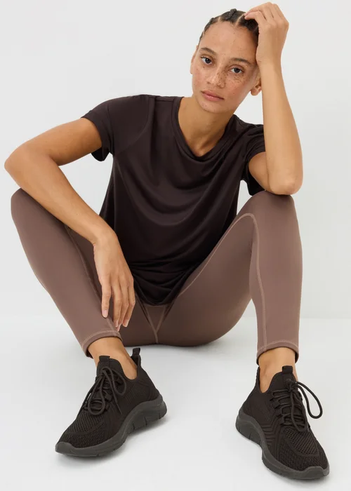 Chocolate Brown Knitted Lace Up Trainers - 3 Image 1